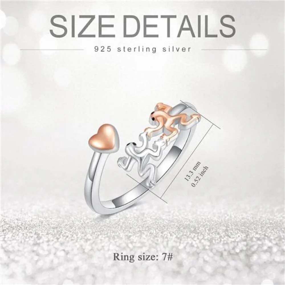 Frog Ring Sterling Silver Animal Jewelry Gift for Women 2 Pieces